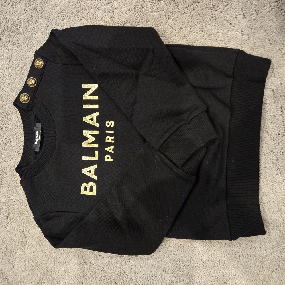 Balmain Black Sweatshirt with Gold Accents